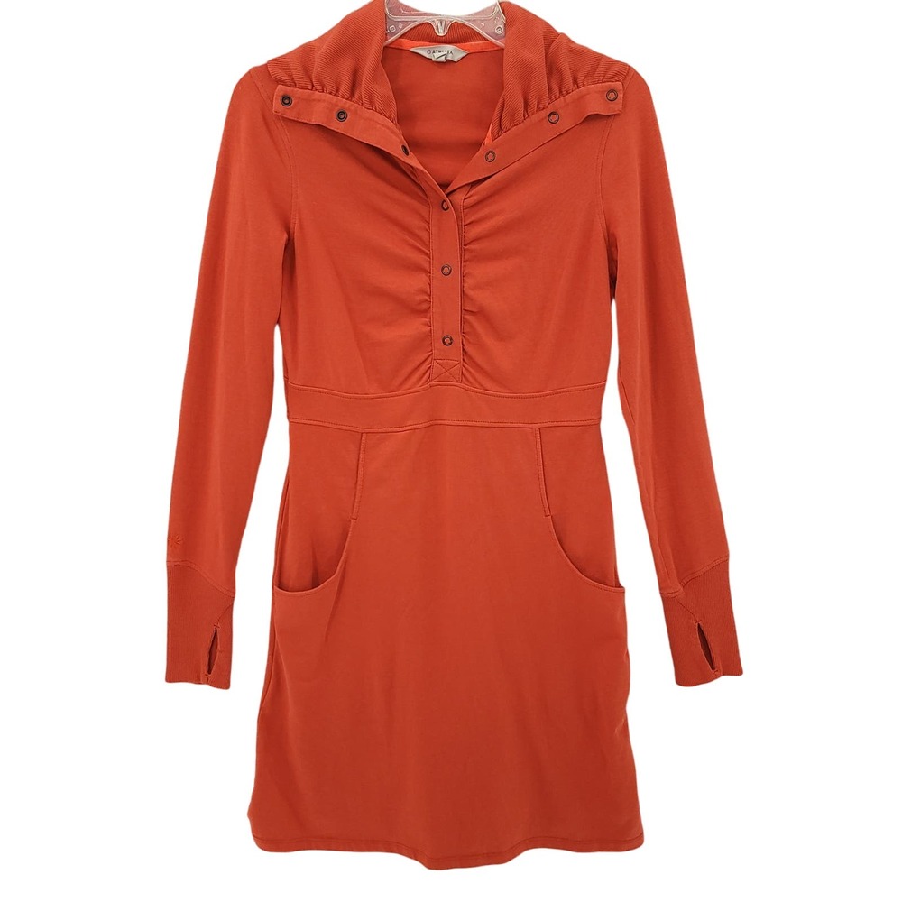 Athleta Cozy Up Burnt Orange Long Sleeve Dress Womens Size Small